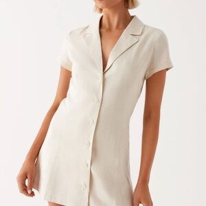 Peppermayo Russo Cream Linen Button-Up Dress